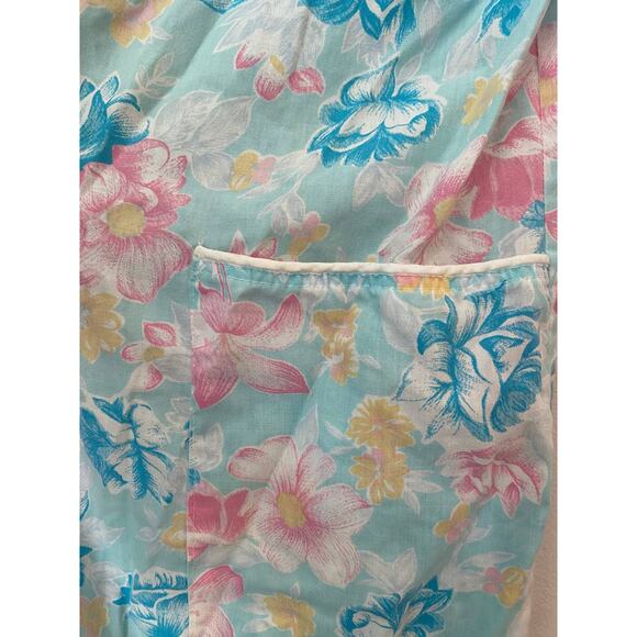 vintage button down housecoat blue floral - Picture 2 of 5
